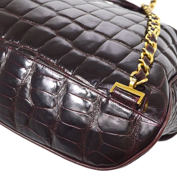 CHANEL * 1986-1988 Backpack Bordeaux Crocodile 60497 - Picture 4 of 11